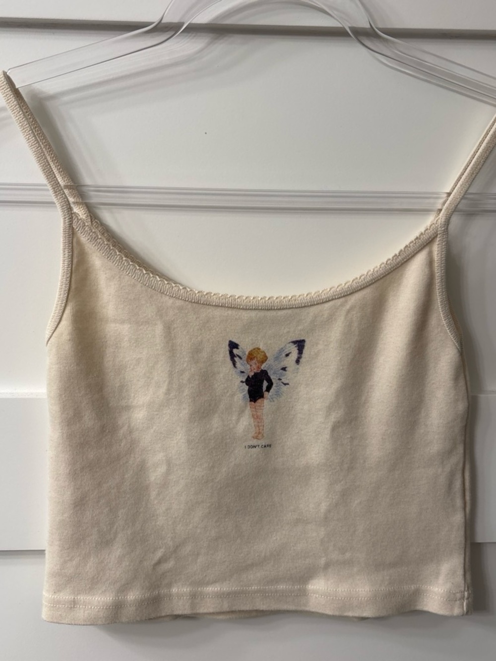 Brandy Melville Cream Fairy Y2K 90s Vibe Graphic Crop Top